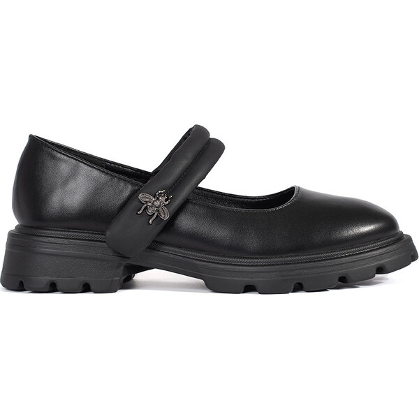 Goodin Čierne dámske poltopánky na plochej podrážke s kovovou ozdobou 59110616