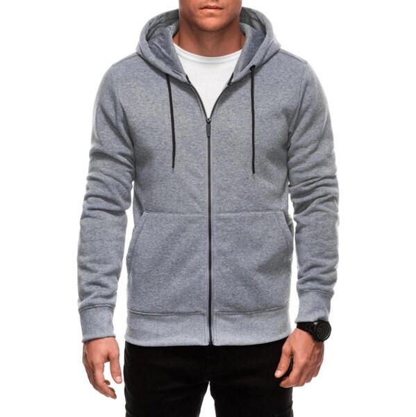 OTHER Nadčasová šedá melírovaná mikina s kapucňou V8 EM-SSBZ-0101 61664203