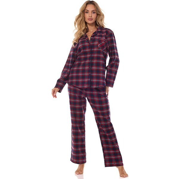 L&L Flanelové pyžamo Roxy bordové káro 59829755