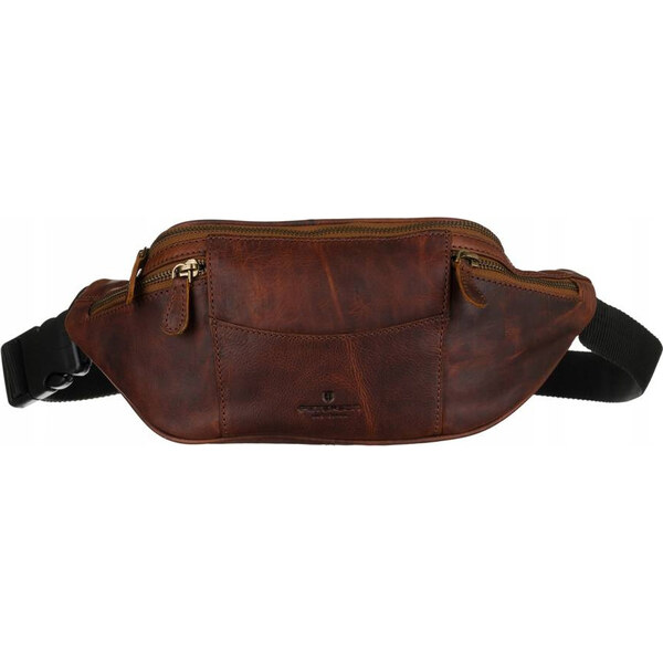 Peterson Hnedá kožená ľadvinka so zipsami [DH] PTN 2507-OLH 45531658