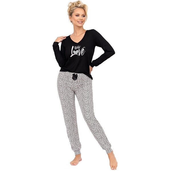 Donna Dámske pyžamo Pantera dlhé čierne 59708140