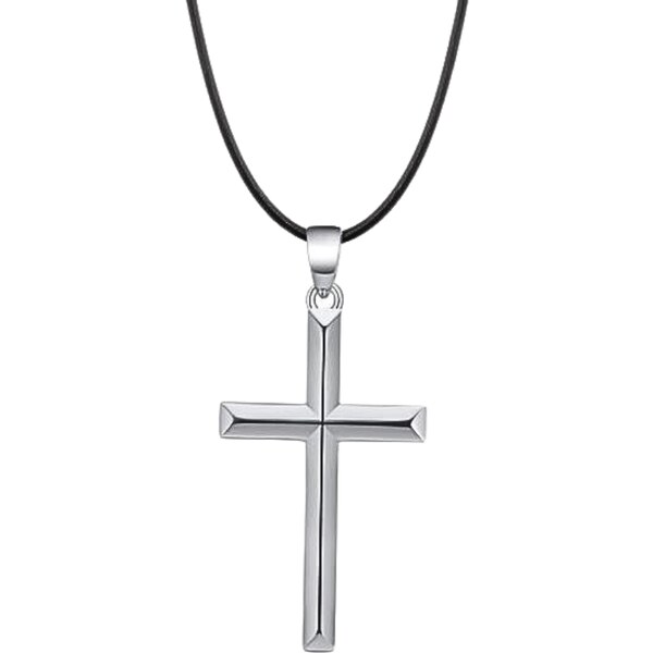 MAJYA Strieborný prívesok KRÍŽ s koženou čiernou šnúrkou 45 cm | šírka 64582291