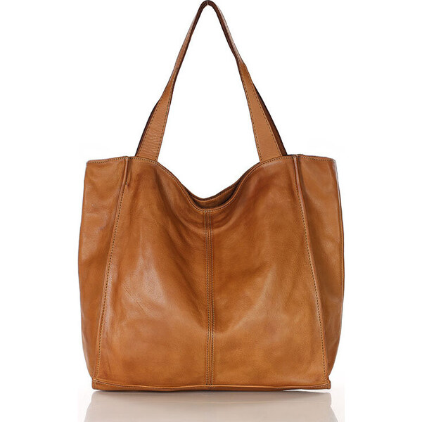 MARCO MAZZINI Camel kožená shopper kabelka (v102f) 24343200