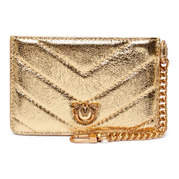 Pinko Kožené puzdro na karty CHAIN 61674347