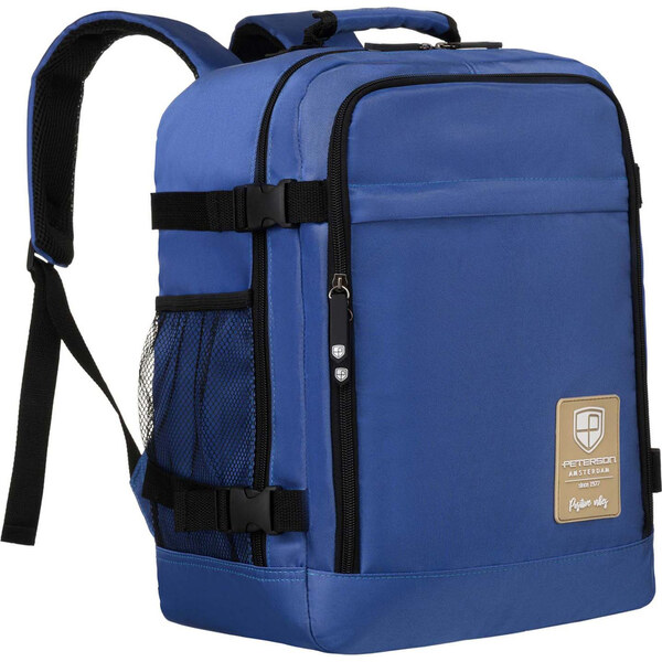 Cestovný ruksak z vodeodolného polyesteru v modrej farbe na 61675633