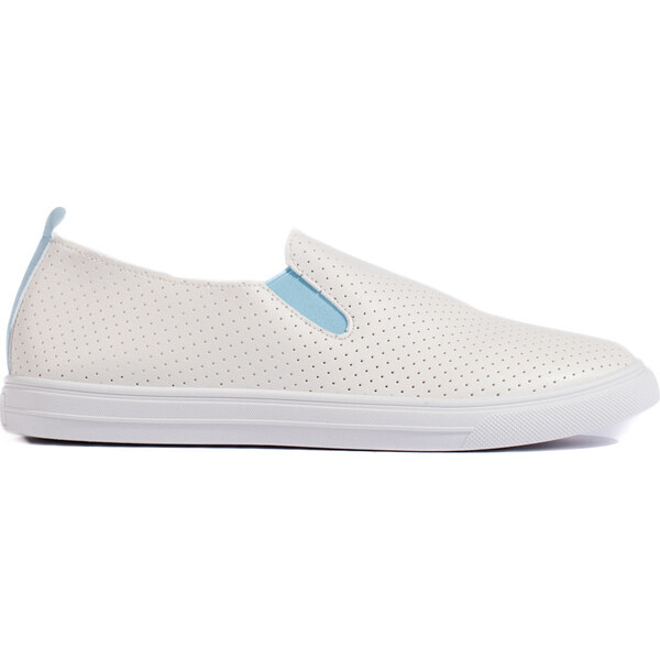 SHELOVET Biele dierované slip on tenisky 679BL 66148273