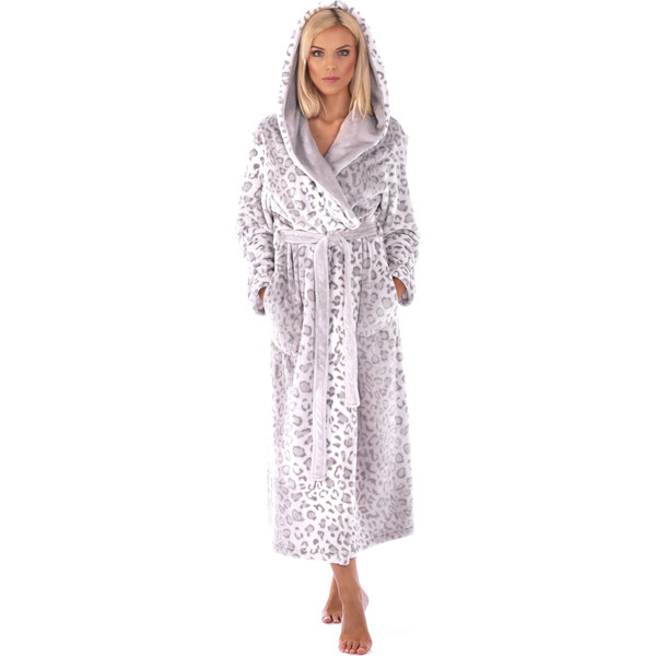 Dámsky župan 3956 irbis s kapucňou so vzorom - Vestis 58450824