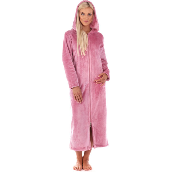 Dámsky župan Siena s kapucňou na zips 3656 Old Pink - Vestis 58450798
