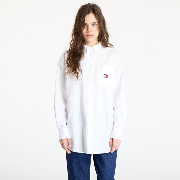 Tommy Hilfiger Košeľa Tommy Jeans Oversized Badge Oxford Shirt White M 61682038
