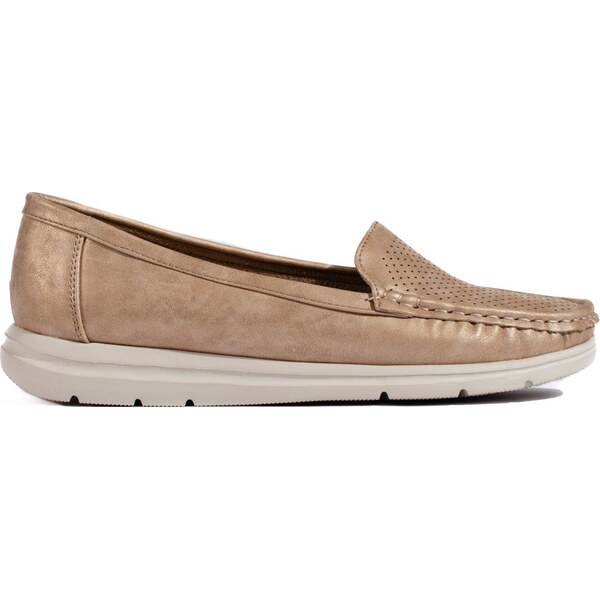 SHELOVET Zlaté dierované mokasíny VE02CH 66148284