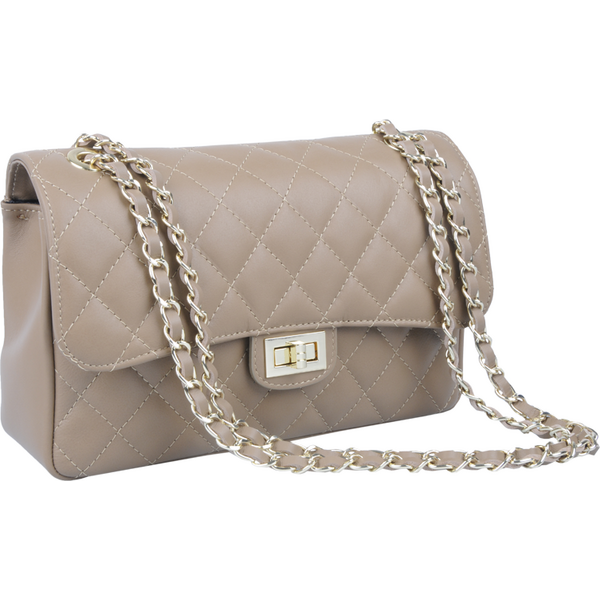 Béžová kožená talianska crossbody kabelka Eliana Cappuccino Scura 61689035