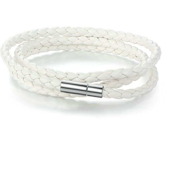 Ligot Kožený pletený náramok biely 60205878