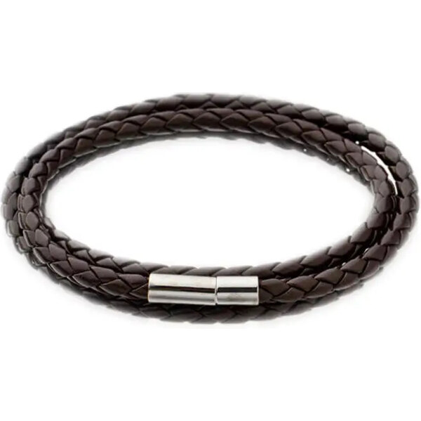 Ligot Kožený pletený náramok hnedý 61689305