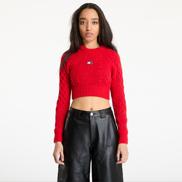 Tommy Hilfiger Sveter Tommy Jeans Badge Star Cable Sweater Red XS 61689439