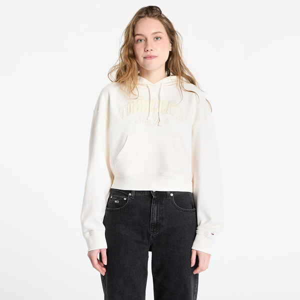 Tommy Hilfiger Mikina Tommy Jeans Boxy Crop Varsity Hoodie White L 61689442