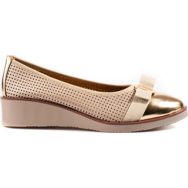 BASIC Perforované balerínky Potocki na kline - zlaté 23-12037GO 38076102