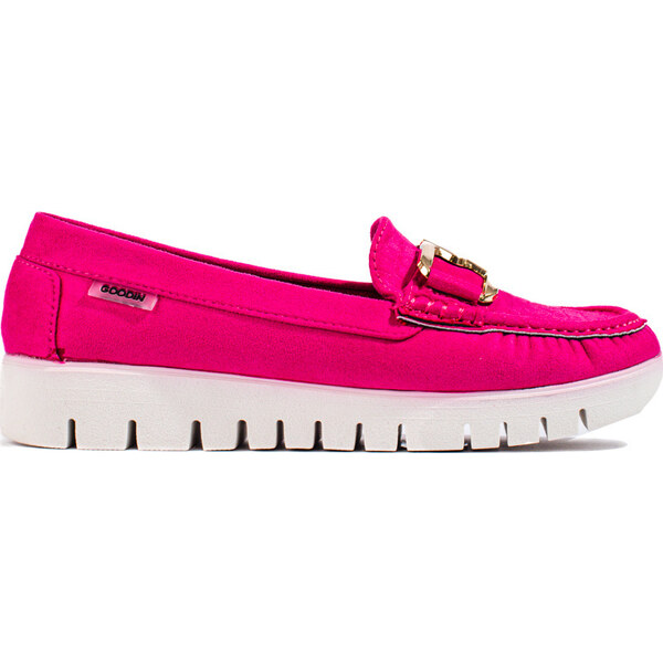 Goodin Tmavoružové semišové mokasíny so zlatým zdobením - Shelovet GD 43254638