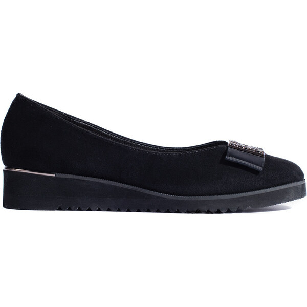 Goodin Čierne semišové baleríny s mašľou GD-FL766B 48259063