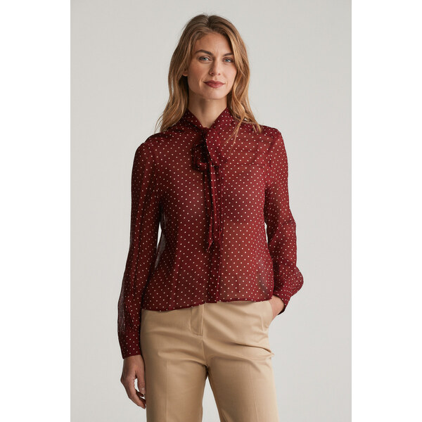 BLÚZKA GANT REG DOT PRINT BOW BLOUSE PLUMPED RED 57940459