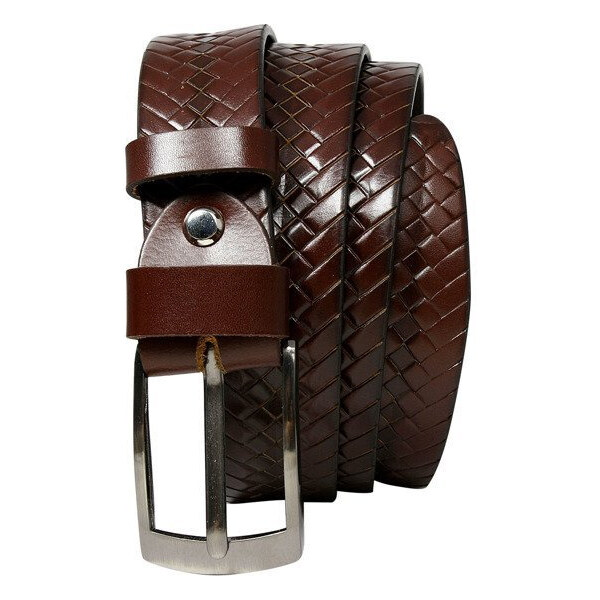 Štýlový, univerzálny, zapletaný pánsky opasok z prírodnej kože - 58385173