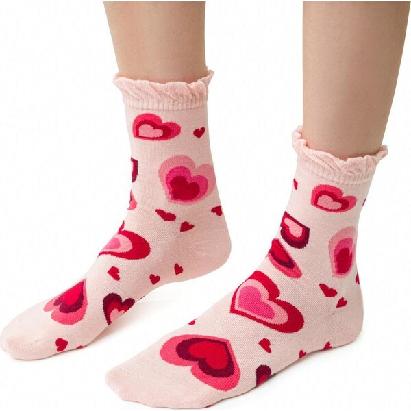 STEVEN Červené pánske vianočné ponožky so sobmi Art.136 KM128, RED 61704825