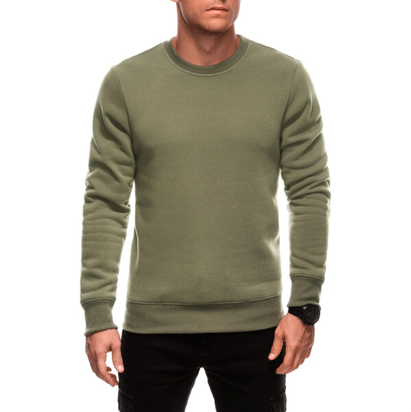 Edoti BASIC mens uniform round neck sweatshirt - dark olive green 64668090