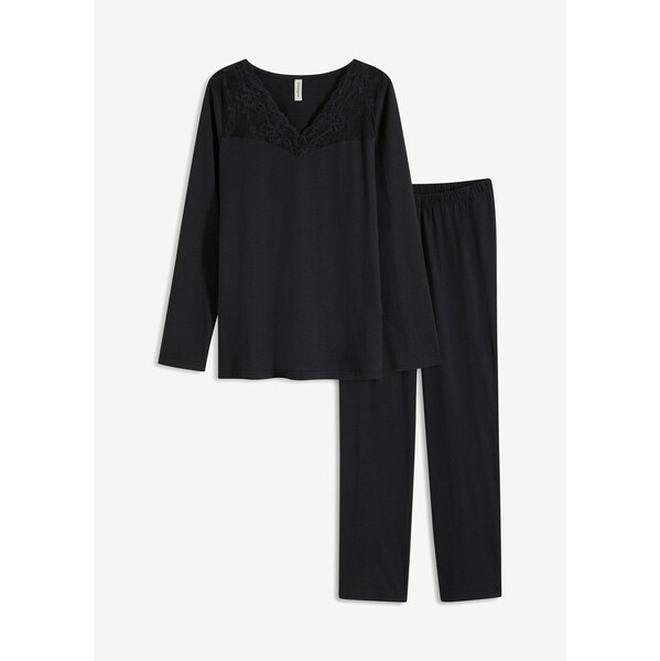 bonprix Pyžamo z mäkkej bavlny, farba čierna 61718587