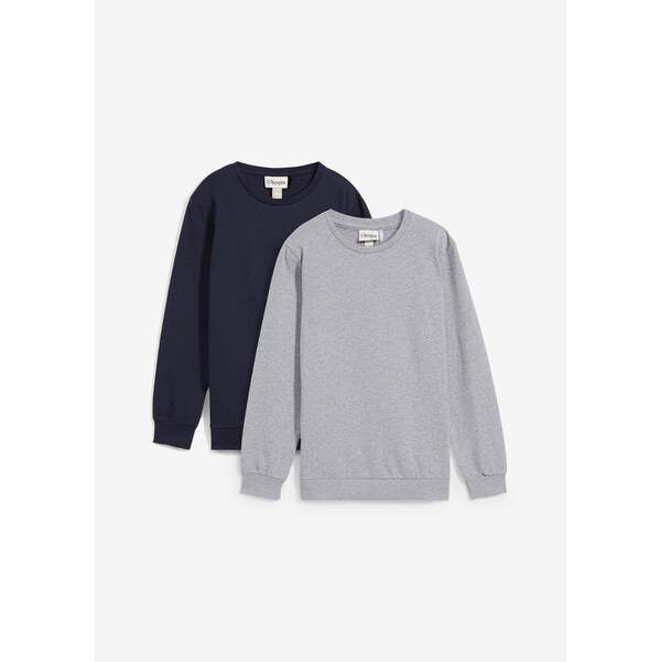 bonprix Mikina z mäkkého bavlneného mixu (2 ks v balení), farba šedá 61718770