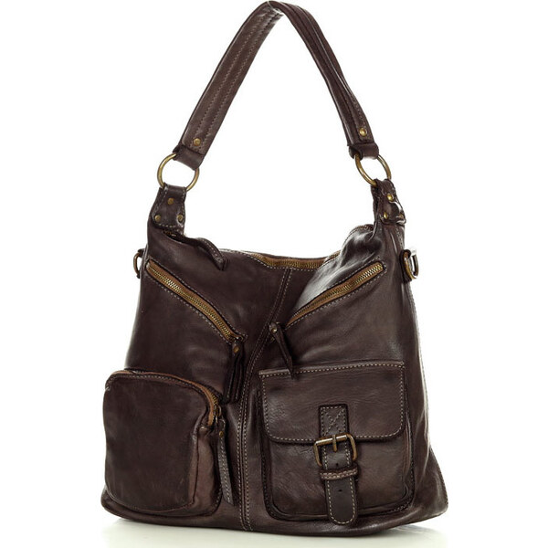 Genuine Leather MARCO MAZZINI tmavo hnedá kabelka v23e 12051353