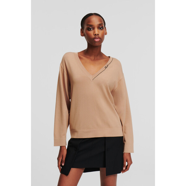 SVETER KARL LAGERFELD LIGHT V-NECK KNIT SWEATER 55591202