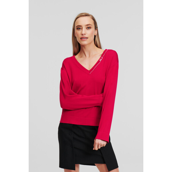 SVETER KARL LAGERFELD LIGHT V-NECK KNIT SWEATER 55591203