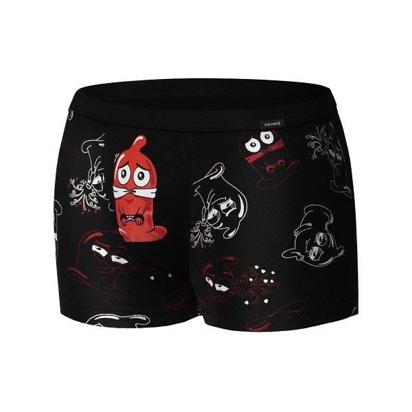 Cornette Vtipné pánske boxerky Rubber 280/221 čierne, Farba čierna 37700252