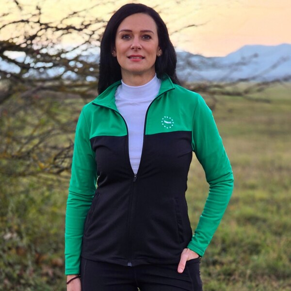 TERMOVEL Zeleno-čierna dámska funkčná mikina s potlačou 65151354