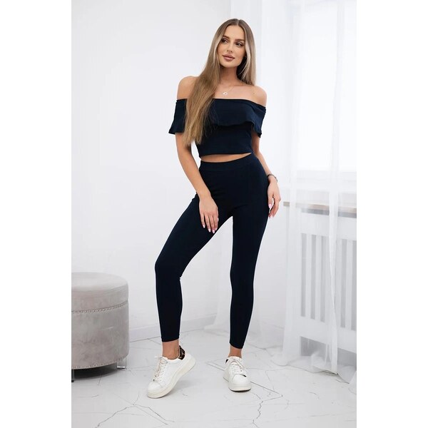 MladaModa Komplet nohavice + top s volánmi námornícka modrá 9484984