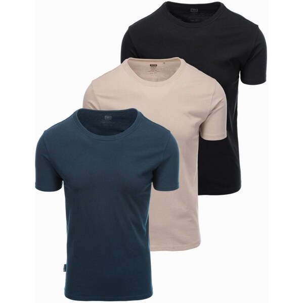 Ombre Clothing Trojbalenie bavlnených tričiek v mix farbách V7 TSBS 61774864