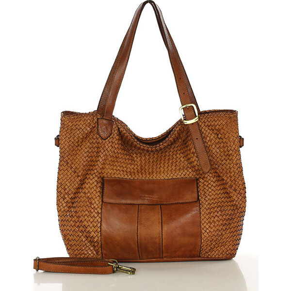 MARCO MAZZINI Velká camel tkaná kabelka (v250b) 61532450