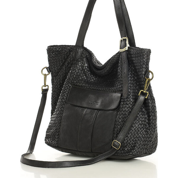 MARCO MAZZINI Veľká čierna tkaná kabelka (v250a) 61532452