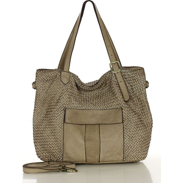 MARCO MAZZINI Velká béžová tkaná kabelka (v250d) 61532453