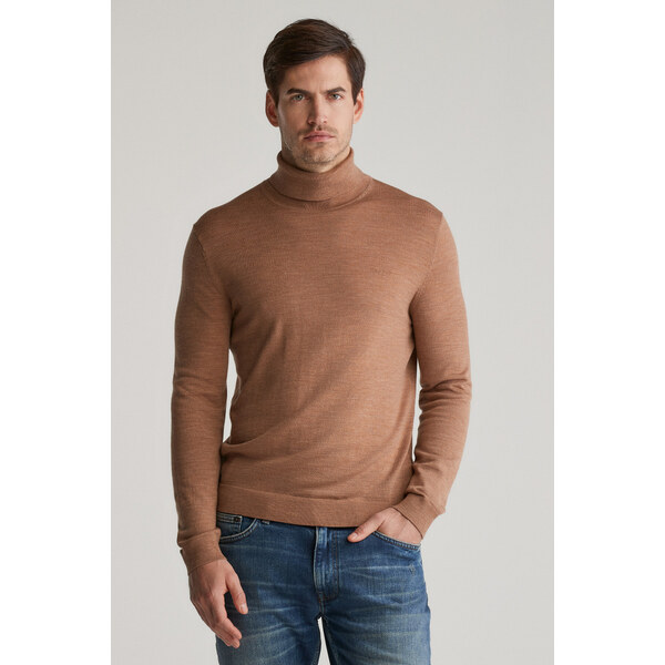 ROLÁK GANT EXTRAFINE MERINO WOOL TURTLENECK DK. SAND MELANGE 57074933