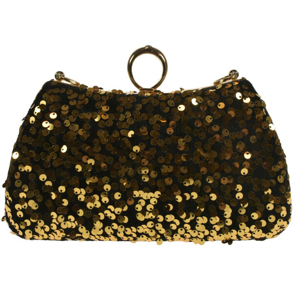 JOHN-C Čierno-zlatá luxusná spoločenská kabelka ANNIE 61787584
