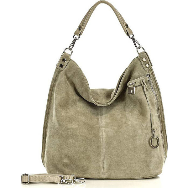 BASIC MARCO MAZZINI Béžová priestranná kabelka z nubuku (s92bb) 34013734