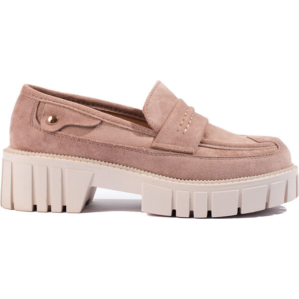 Dámske semišové mokasíny na platforme Shelovet - Béžová UK132P-KH 66147235