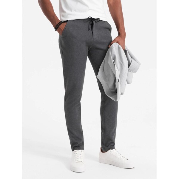 Ombre Clothing Trendy grafitové nohavice s pružným pásom V2 PACP-0116 61803547