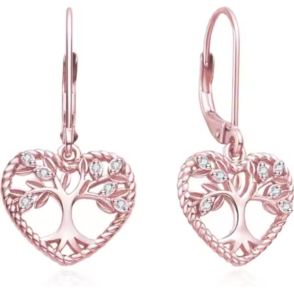 Olivie Stříbrné náušnice STROM ŽIVOTA V SRDCI ROSE 9341 65048771