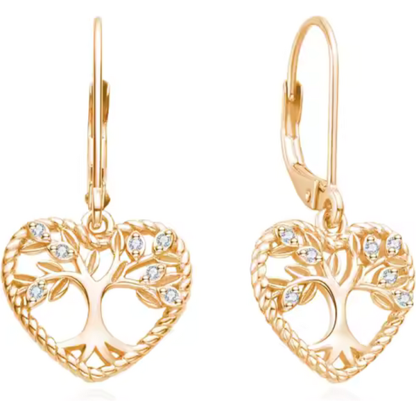 Olivie Stříbrné náušnice STROM ŽIVOTA V SRDCI ROSE GOLD 9342 65048772