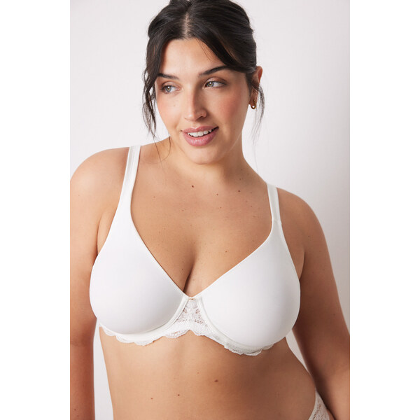 womensecret REAL biela podprsenka z mikrovlákna a čipky 61804266