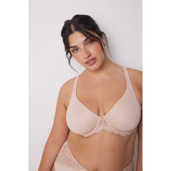 womensecret REAL ružová podprsenka z mikrovlákna a čipky 61804265