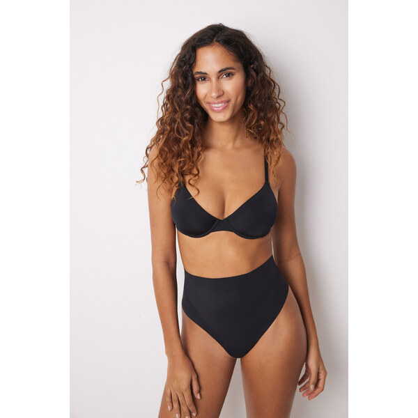 womensecret Čierne push up tangá s vysokým pásom 61804352