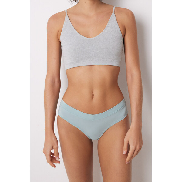 womensecret Široké zelené brazílske nohavičky z mikrovlákna 61804357