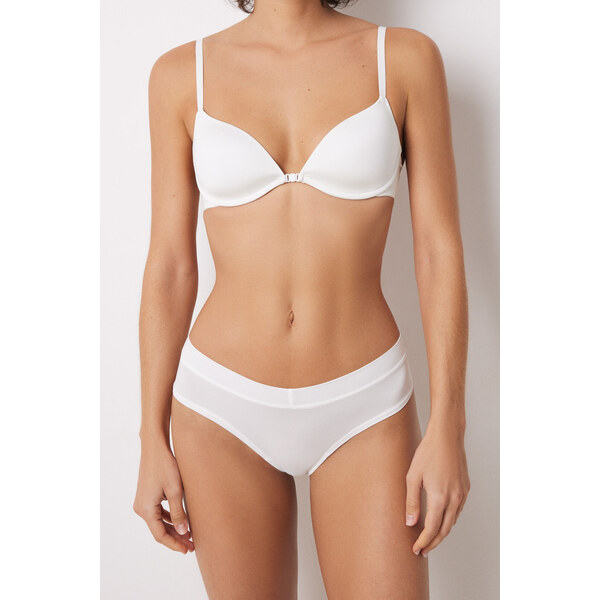 womensecret Široké biele brazílske nohavičky z mikrovlákna 61804358